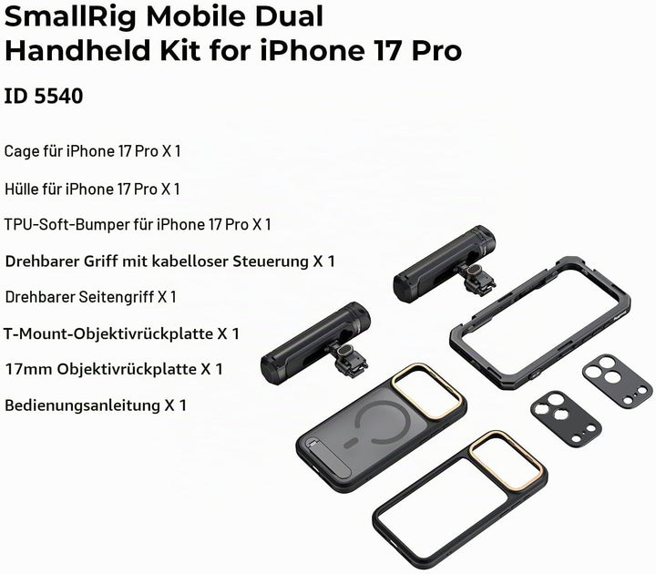 SMALLRIG Mobile Dual Handheld Kit für iPhone 17 Pro, Handyhalterung mit kabellosem Schnellverschluss