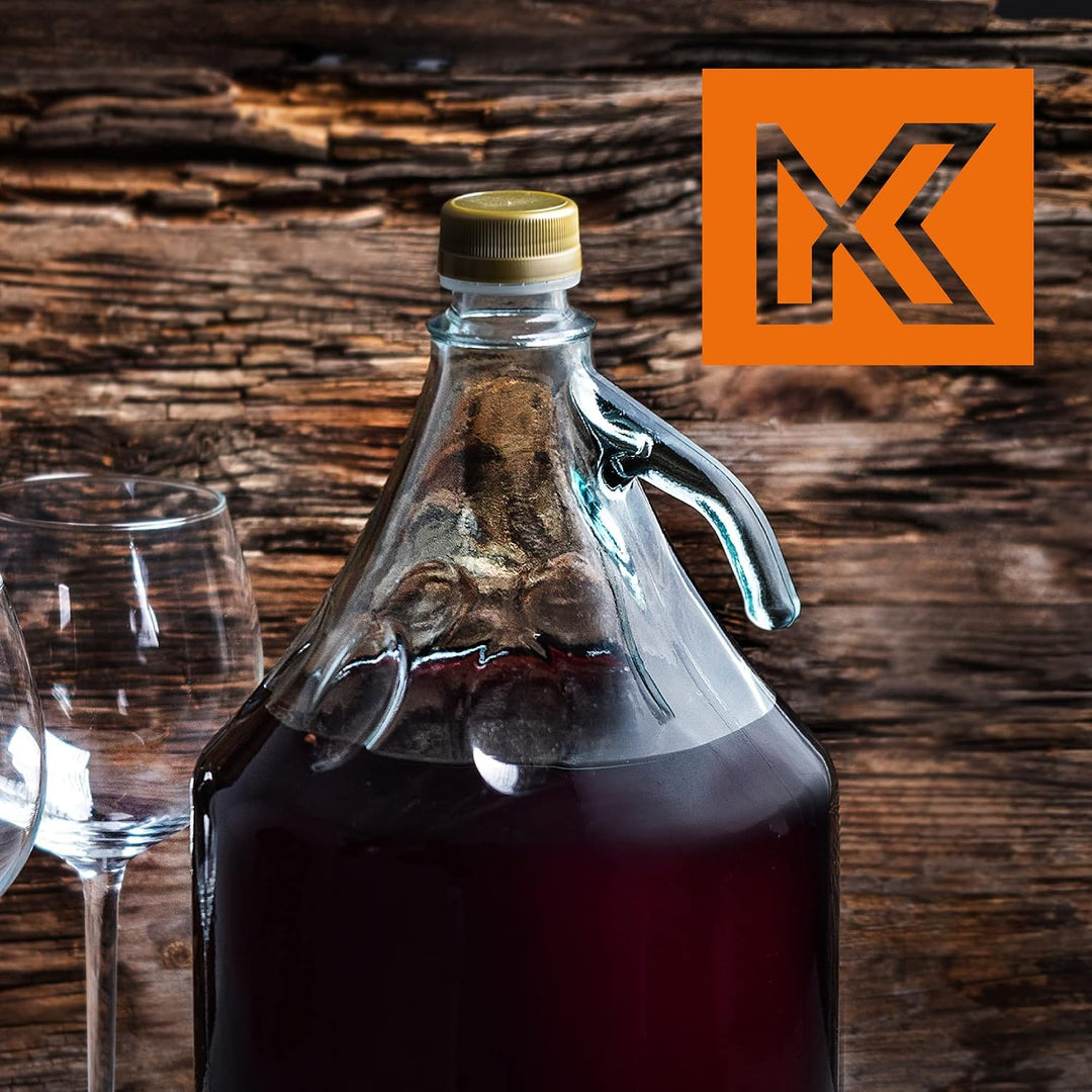 KADAX Weinballon 5L, Glasballon für Wein 6 stück, Weinfass aus Glas, Gärballon, Fass für Wein aus Gl
