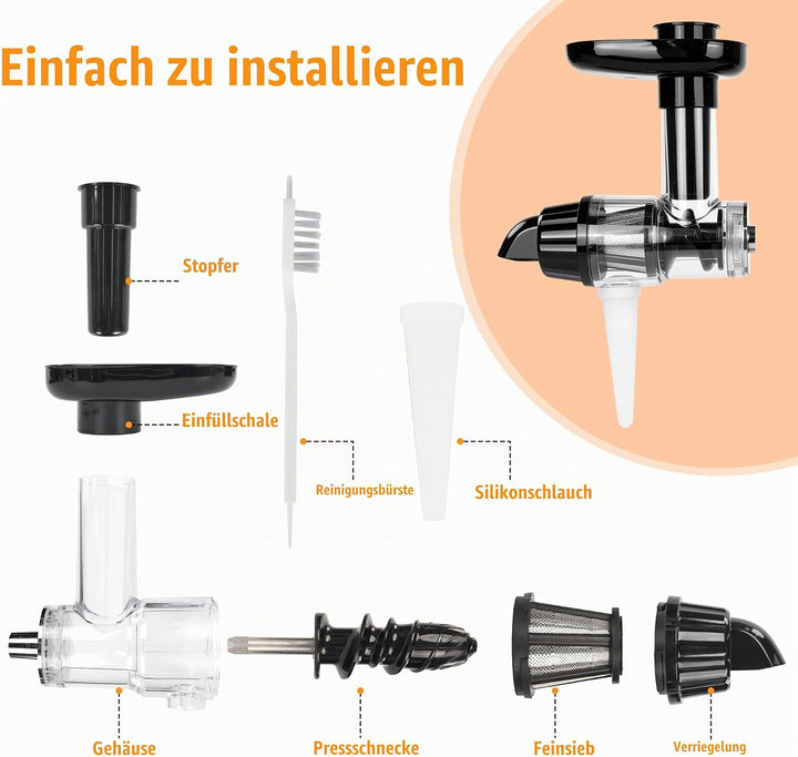 Kauender Entsafter Aufsatz, Kompatibel mit Kitchen Aid Standmixern, Kaltpressen Entsafter Aufsatz mi