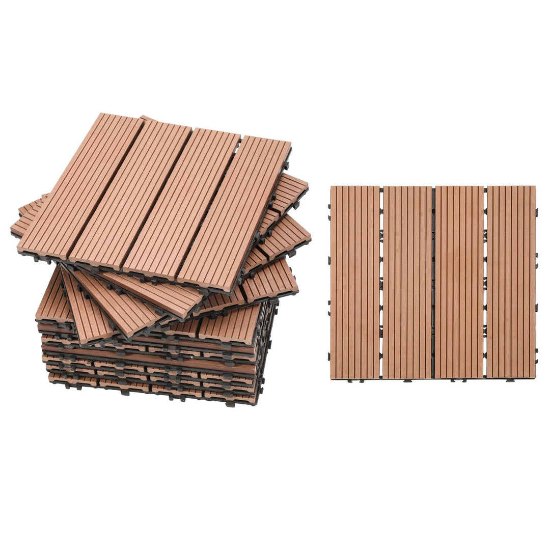 Gimisgu WPC Terrassenfliesen Holzoptik, Balkonfliesen Klicksystem Terrassendielen Klickfliese Kunsts