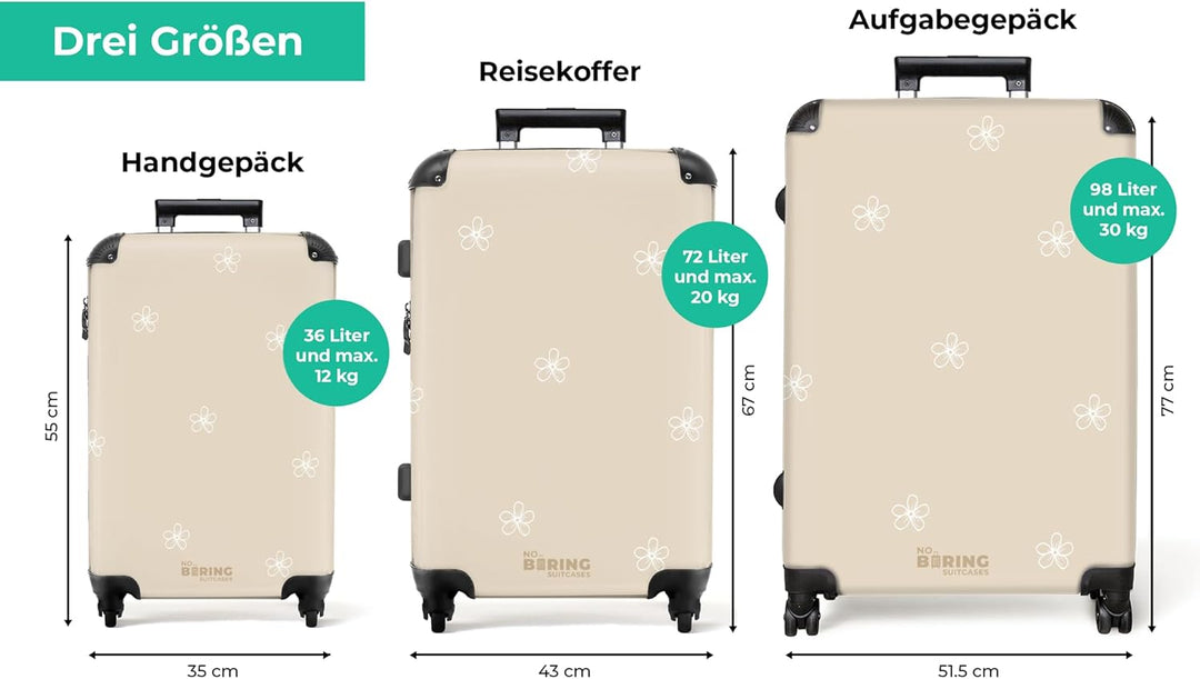 NoBoringSuitcases.com® Koffer XL Gross 77x51.5x28 cm Reisekoffer mit 4 Rollen Leicht Trolley Hartsch