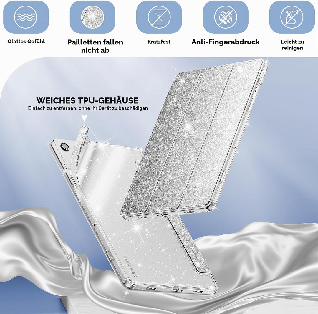 INFILAND Hülle für Samsung Galaxy Tab A11+/A9+11 Zoll (2023/2025),Glitzernde Schutzhülle mit funkeln