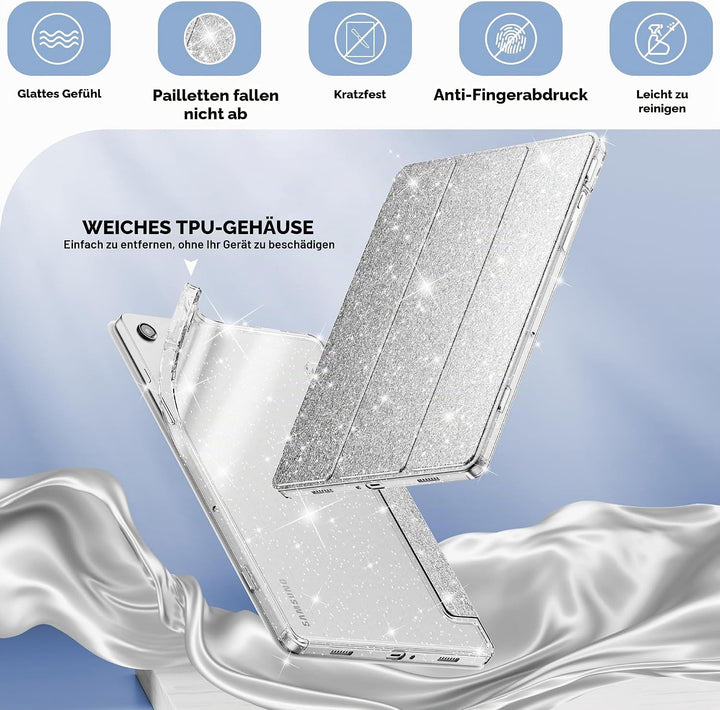 INFILAND Hülle für Samsung Galaxy Tab A11+/A9+11 Zoll (2023/2025),Glitzernde Schutzhülle mit funkeln