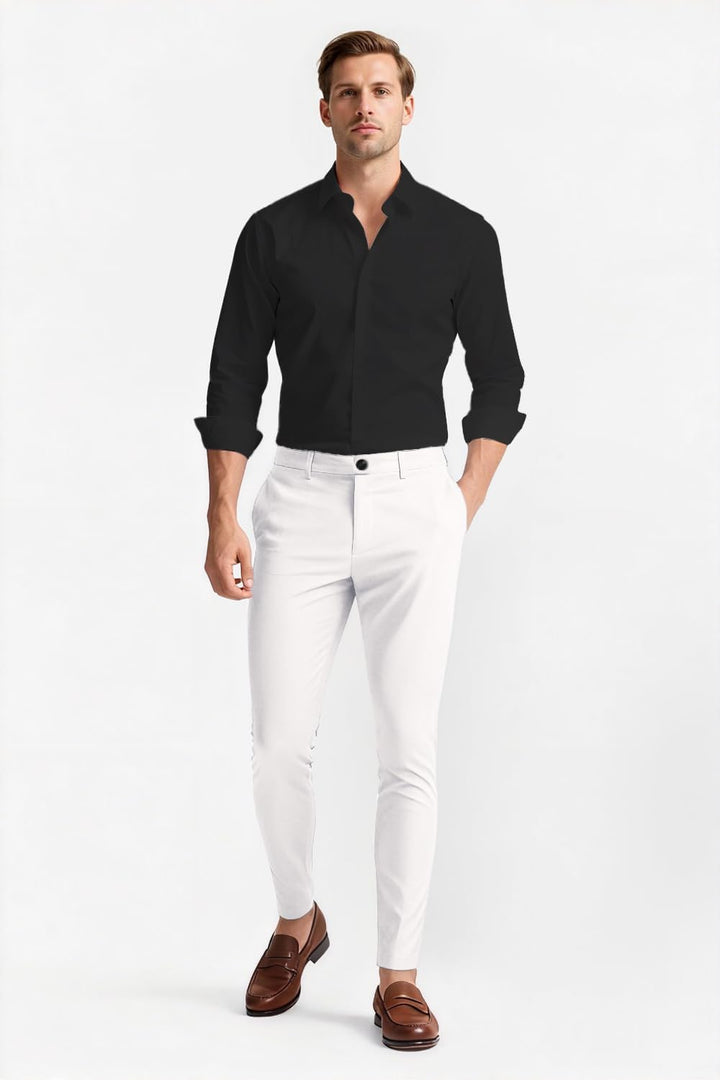 GINGTTO Herren Chino Hose Skinny Stretch Flat-Front Smart Stoffhose | Super Stretchy,Flat Front Chin