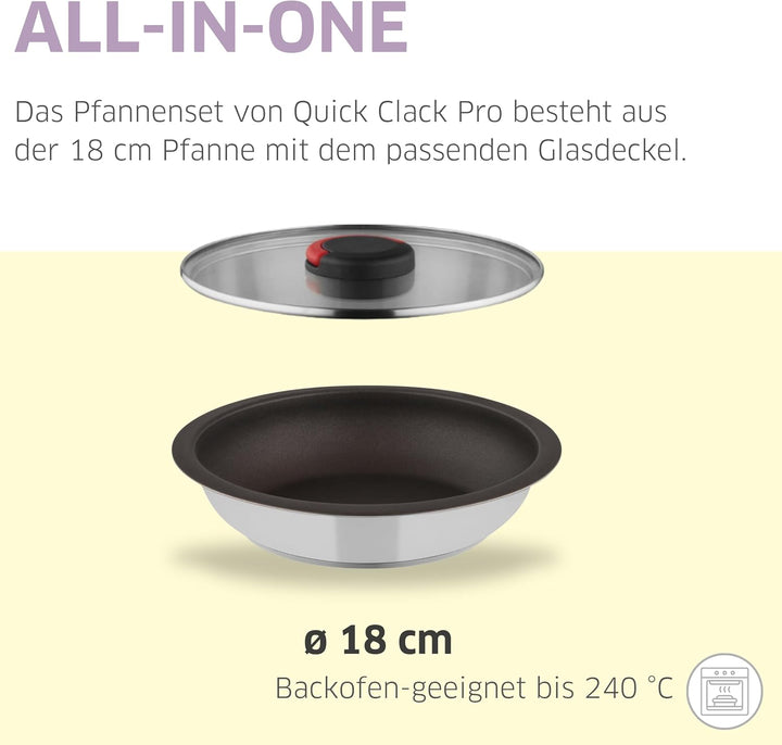 Pfannenset Induktion 3-teilig Bratpfanne 28 cm mit Glasdeckel & abnehmbarer Griff, antihaftbeschicht