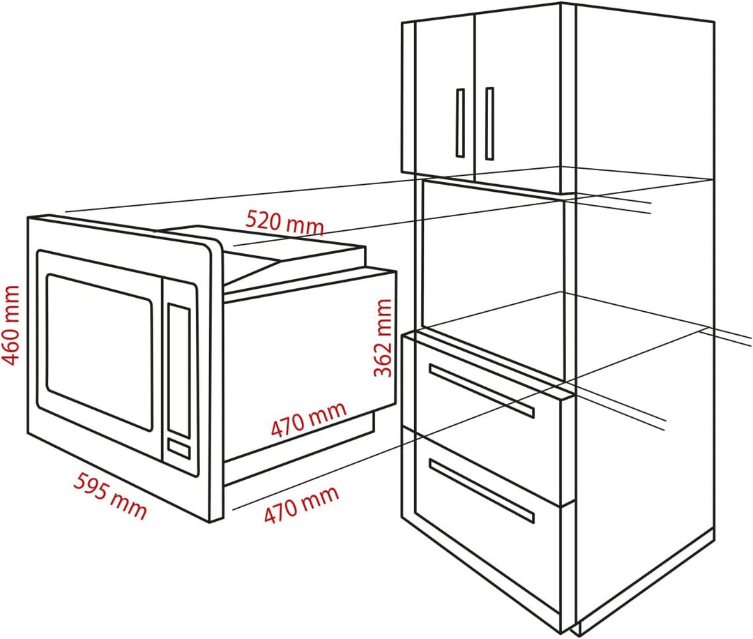 Bomann 3in1 Einbau-Mikrowelle mit Grill und Heissluft, Microwave, 25 L Garraum, 10 Automatikprogramm