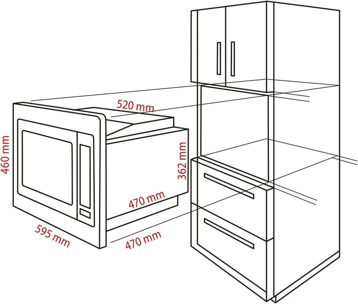 Bomann 3in1 Einbau-Mikrowelle mit Grill und Heissluft, Microwave, 25 L Garraum, 10 Automatikprogramm