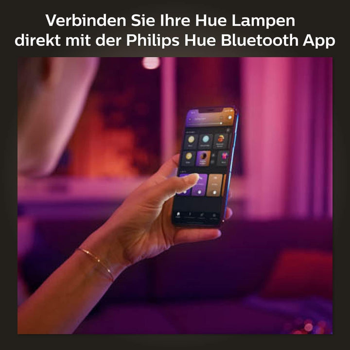 Philips Hue White & Color Ambiance E27 LED Leuchten 4-er Pack, dimmbare LED Lampen für das Hue Licht