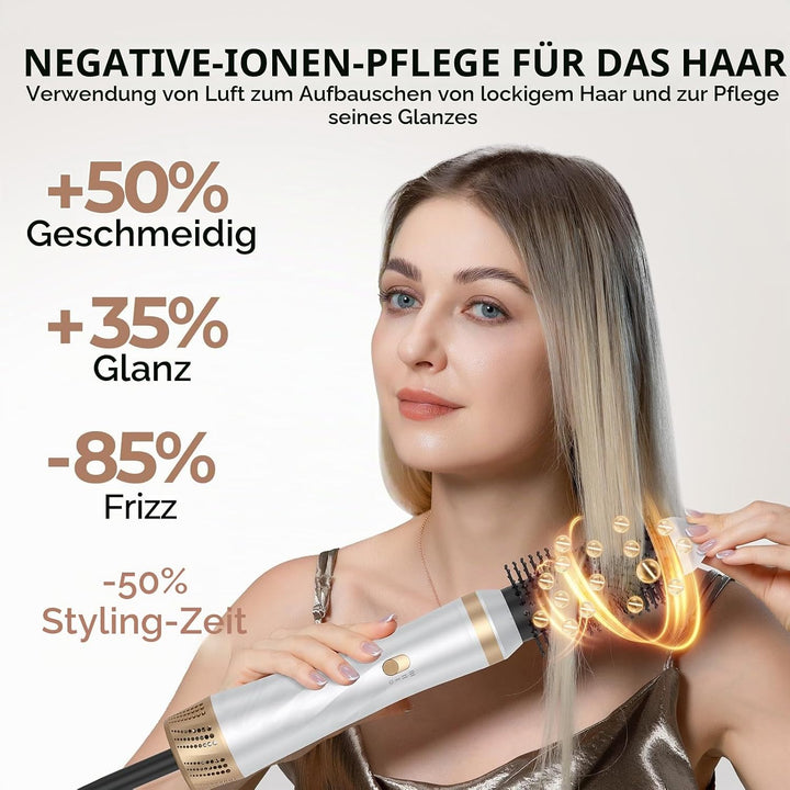 Souvik Hair Tool Set Multifunktionaler mit Warmluftbürste, Ionen Haarföhn, Lockenstab Automatisch, F