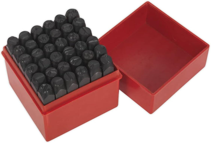 Letter &amp; Number Punch Set 36pc 8mm 8 mm Red, 8 mm Red