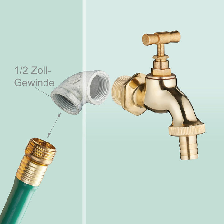 Relaxdays Standbrunnen antik, mit Wasserhahn, HBT: 47x14x18,5 cm, Wasserzapfsäule Garten, Terrasse,