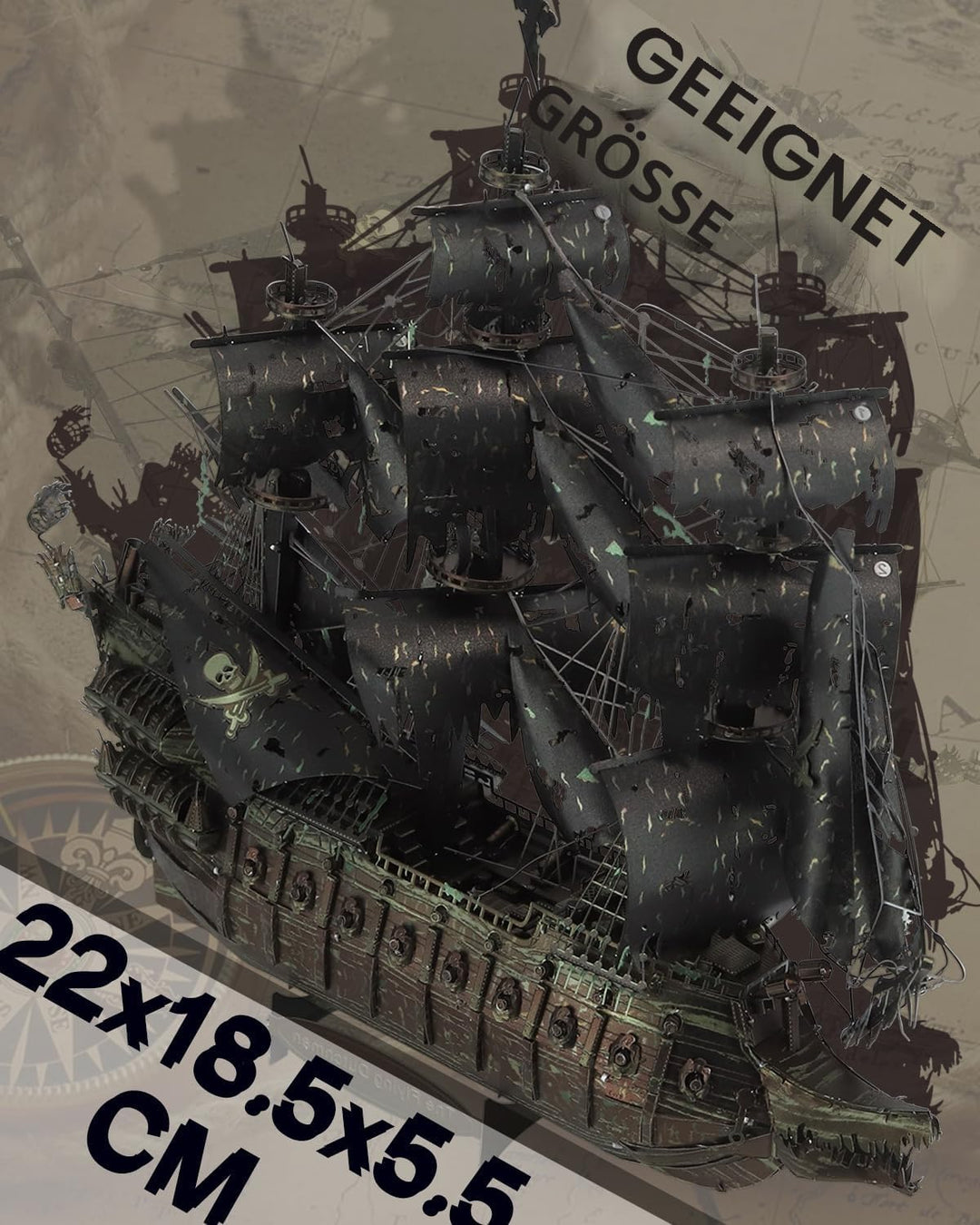 Piececool 3D Puzzle Metall, Fliegender Holländer Piratenschiff Modellbausatz Erwachsene, 3D-Puzzles