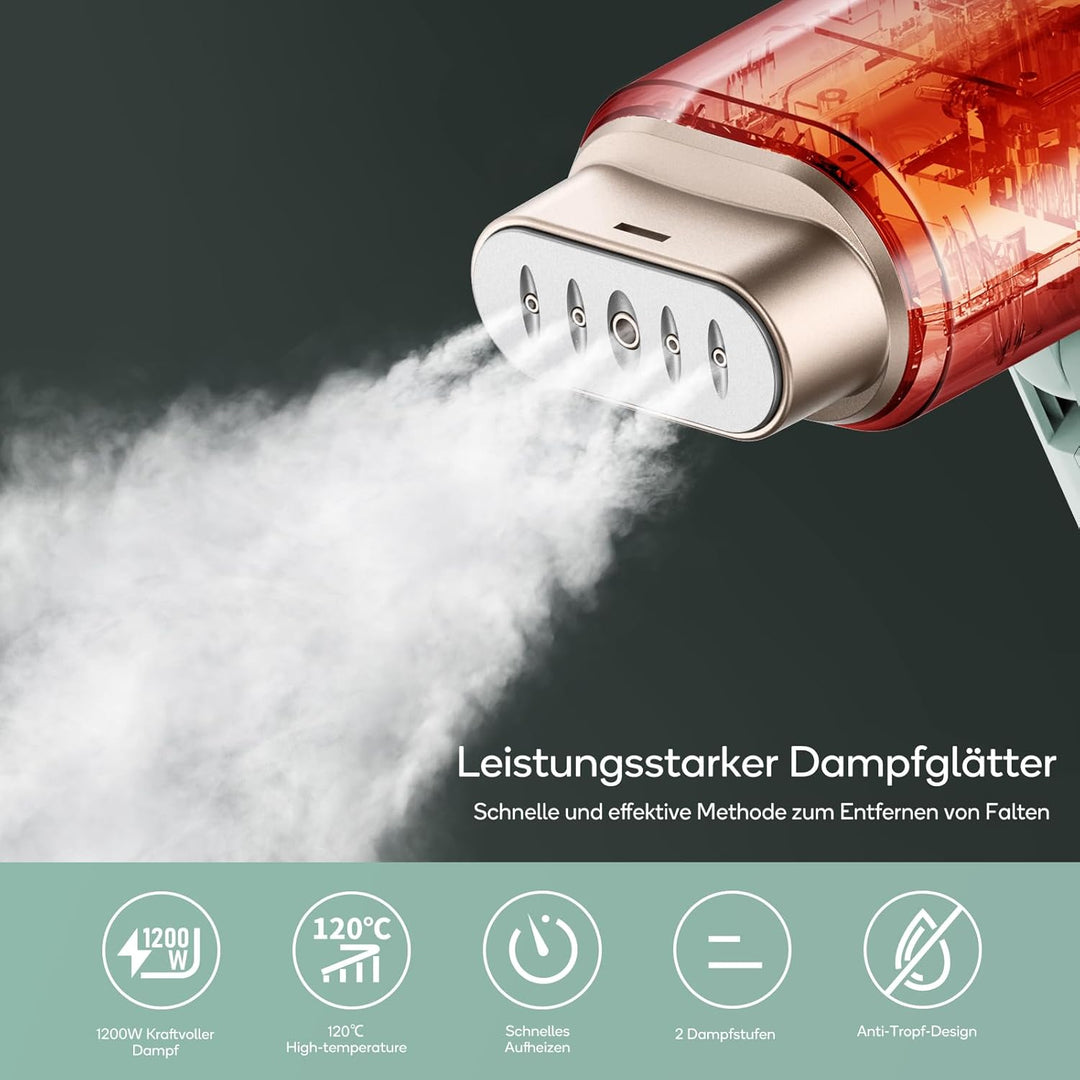 Newbealer Steamer Dampfglätter, 1200W Dampfbügeleisen Reise für Kleidung, 2 Dampfstufen Reisebügelei