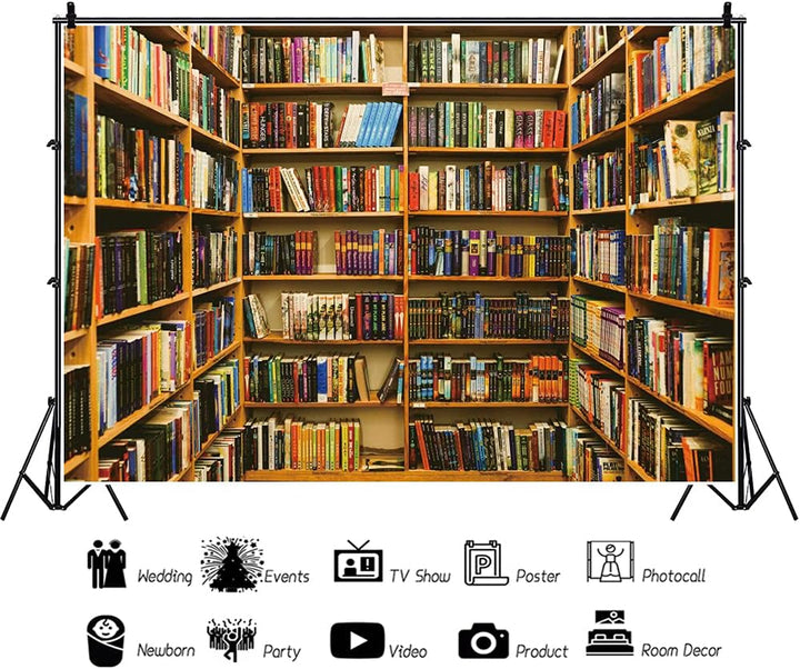 Renaiss 3x2m Holz Bücherregal Fotografie Hintergrund Bücher Sammlung Hintergrund Schulbibliothek Büc
