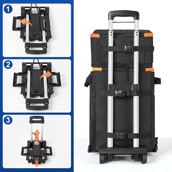 Odoland Kühltasche gross 48/72 can Rollkühler Picknicktasche mit Rädern und Griff Auslaufsicher & Wa