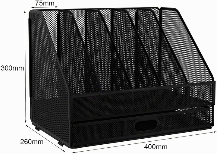 EasyPAG 5 Fächer A4 Metall Büro Schreibtisch Organizer Dokumentenhalter Aktenablage Zeitschriftenhal