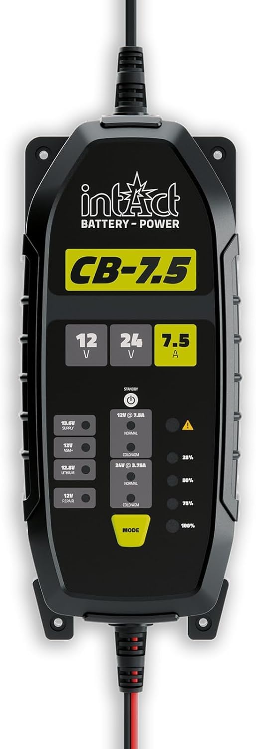 intAct ChargeBox Ladegerät für Starter- und Versorgerbatterien | 7,5A Batterieladegerät für 12V und