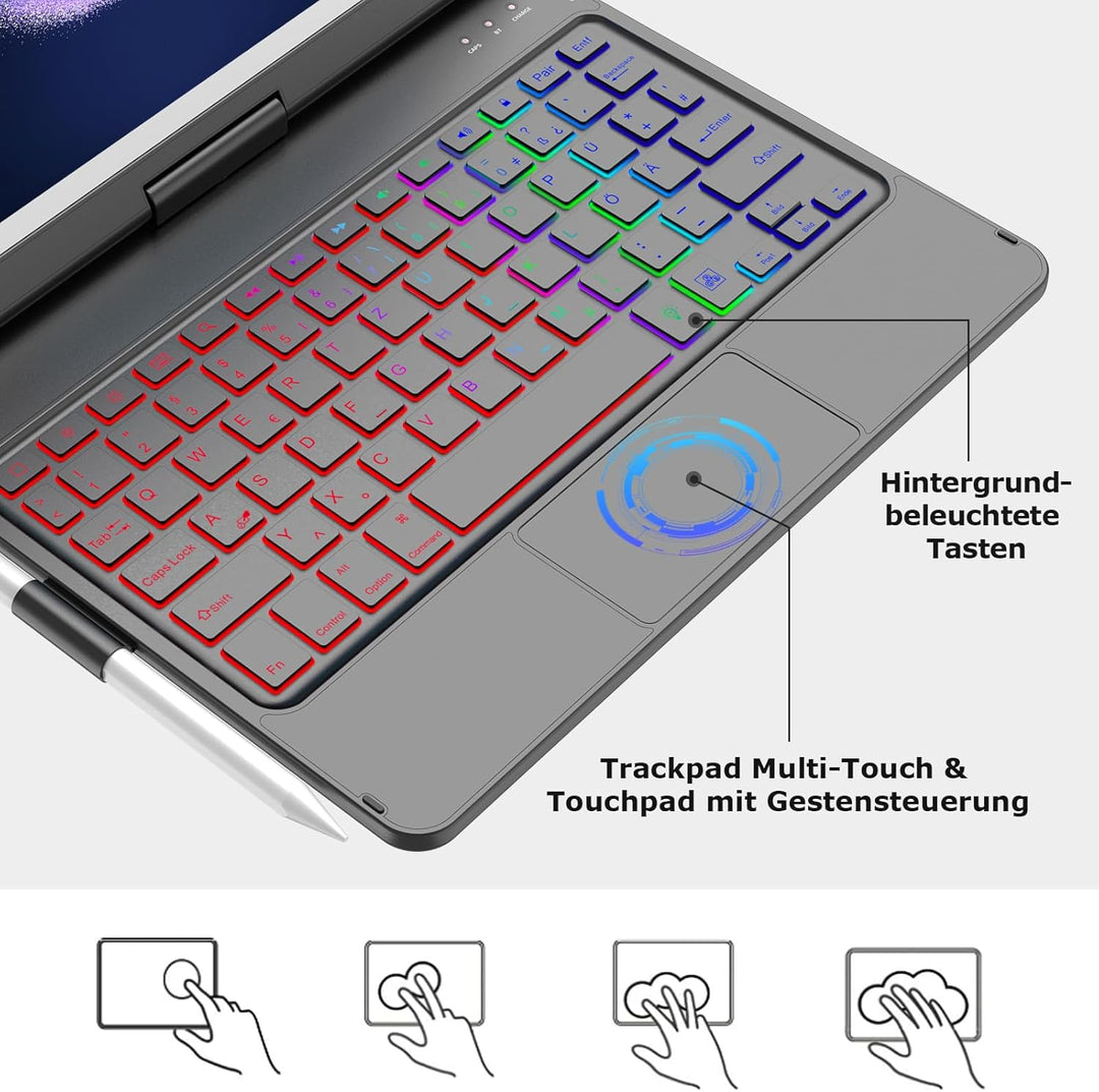 CC Store Hülle mit Tastatur für iPad 10.2, 360° Drehbare Touchpad Tastatur für iPad 9/8/7 Generation