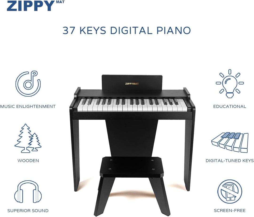 ZIPPY MAT Kinder Klavier Tastatur, 37 Tasten Digitalpiano für Kinder, Musik Lerninstrument Spielzeug