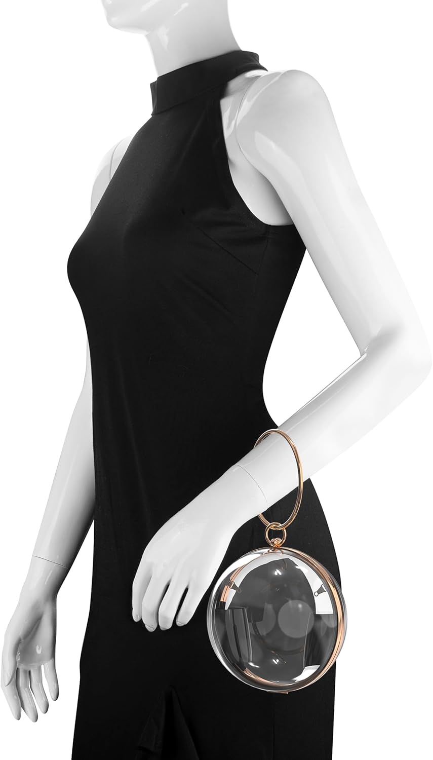 Linkidea Sphere Klare Geldbörse, Acrylbox Abendtasche, Damen Klar Messenger Schultertasche für Party