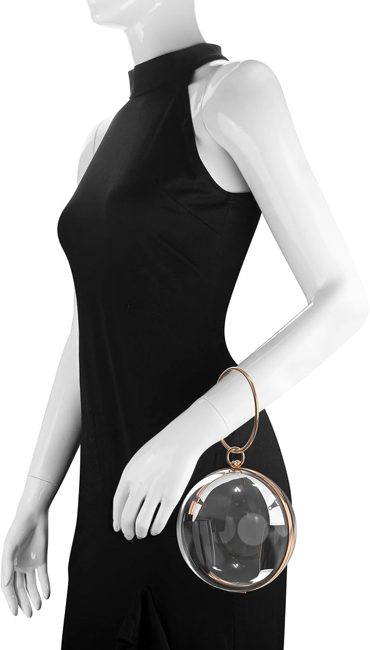 Linkidea Sphere Klare Geldbörse, Acrylbox Abendtasche, Damen Klar Messenger Schultertasche für Party