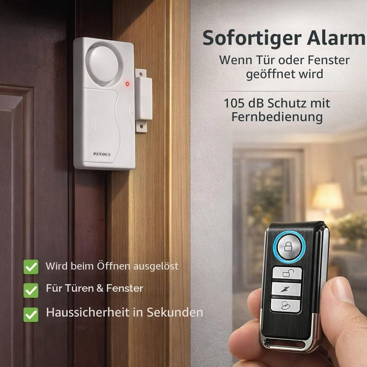 HENDUN Kabelloser Türalarm mit Fernbedienung, Fenster-Alarm, Sicherheitssensor, Pool-Alarm für Kinde