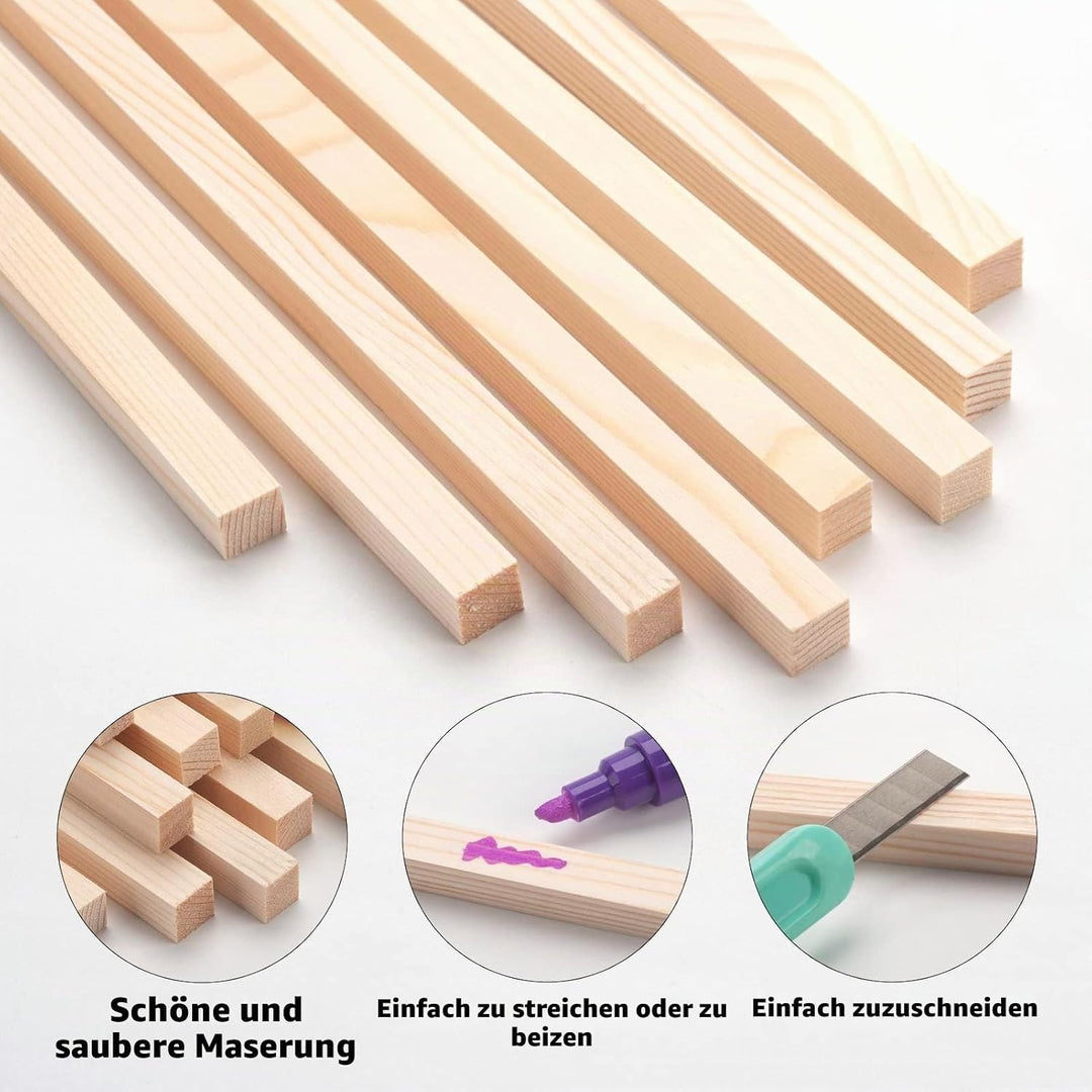 Quadratische Holzdübel, 5/16 Zoll x 38 cm, 30 Stück, unlackierte Hartholzstäbe zum Basteln 5/16"×15"