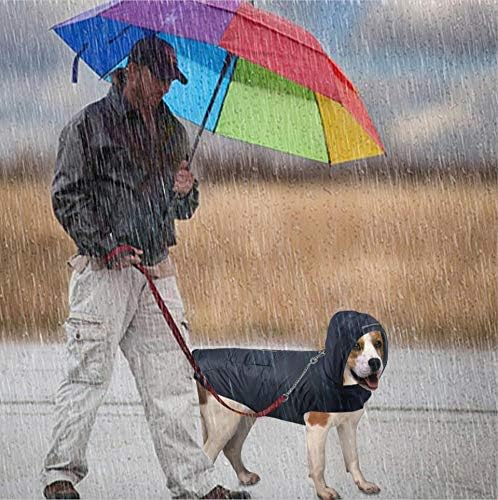 Idepet Regenmantel für Hunde, mit Kragenloch wasserdicht reflektierend Winddicht Poncho mit Kapuze f