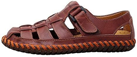 Moodeng Herren Sandalen Outdoor Leder Sommer Outdoorsandalen Sport Trekking Strand Geschlossene Klet