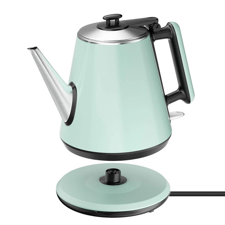 0,9L Wasserkocher - 304 Edelstahl, 1360W Schnellkochfunktion in 4-6 Minuten, Klassisches Kompaktes D