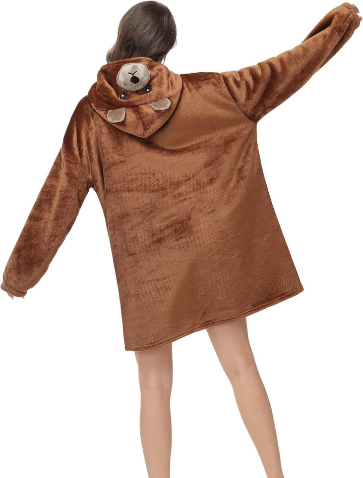 LATH.PIN Tragbare Decke Hoodie Übergrosse – Tierformen Tragbare Decken mit Armärmeln mit Kapuze Pull