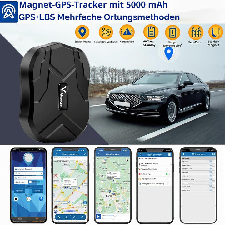 GPS Tracker Auto 4G mit SIM-Karte 5000mAh 4G GPS Tracker für Fahrzeuge Langzeit Standby Wasserdicht