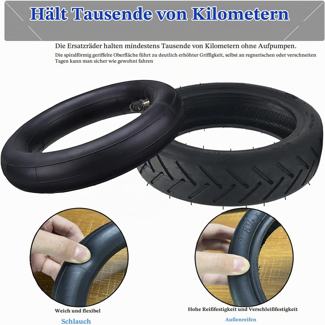 OUXI 4pcs E-Scooter-Reifen 8 1/2 Reifen mit 1 Reifen und 1 Schlauchpaket E-Scooter Ersatzschlauch +