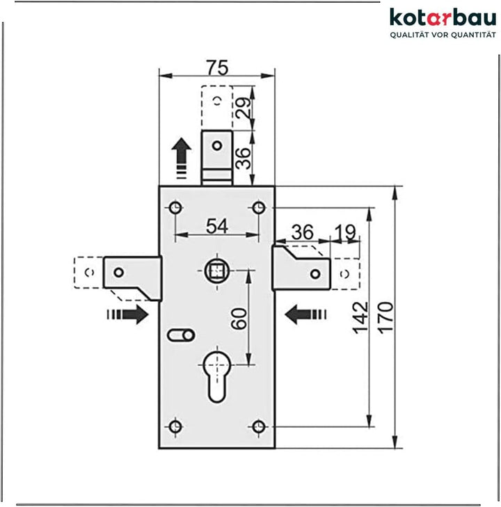 KOTARBAU® Garagenschloss 60 mm Stahl Torschloss Garagentorschloss Profilzylinder für Schwingtore Tor