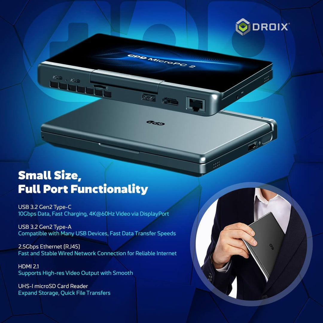 GPD MicroPC 2 Windows 11 PRO tragbarer Mini-Laptop mit 7-Zoll-1080P-Display | N300 Intel-Prozessor,