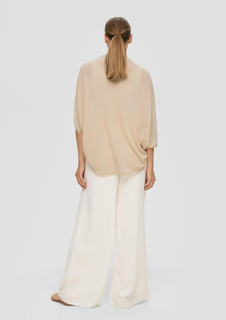 s.Oliver Weicher Strickponcho aus Lyocell Einheitsgrösse Beige, Einheitsgröße Beige