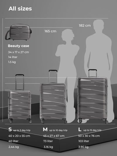 REDOLZ Hartschalen Check-in Koffer | Mittelgrosser Trolley 45 x 27 x 67 cm aus hochwertigem, leichte