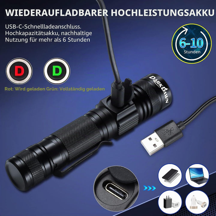 DARKDAWN UV Taschenlampe 365nm Licht USB Wiederaufladbare, Ultraviolett-LED-Schwarzlicht Woodsche La