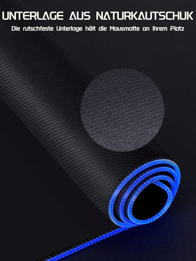 EASEMO Gaming Mauspad, RGB Mousepad, XXL gross (900 x 400 x 4 mm) mit 7 LED-Farben, 11 Beleuchtungsm