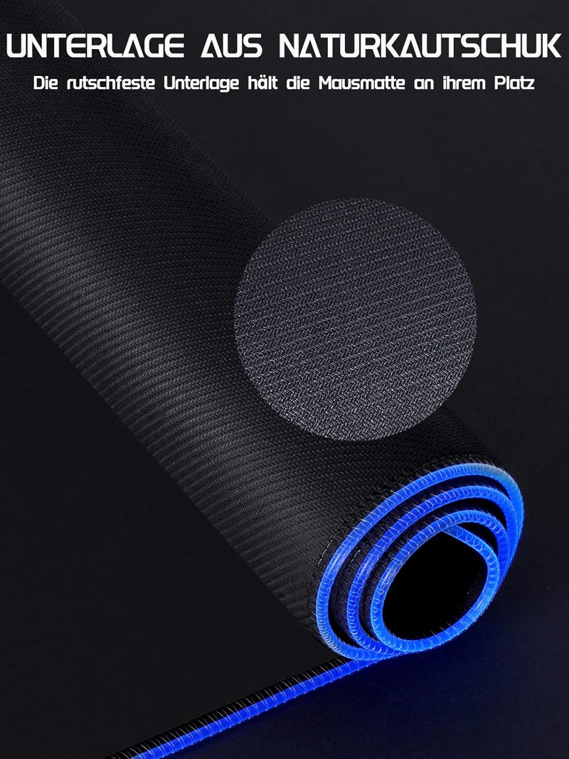 EASEMO Gaming Mauspad, RGB Mousepad, XXL gross (900 x 400 x 4 mm) mit 7 LED-Farben, 11 Beleuchtungsm
