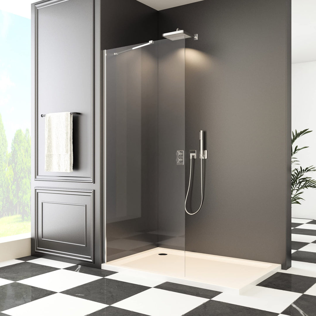 Walk in Duschwand 80x195 cm Walk in Dusche 6 mm Nano Sicherheitsglas Duschtrennwand mit Stabilisator