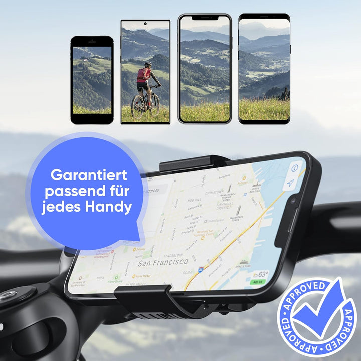 LUNI professional® Handyhalterung Fahrrad aus Aluminium [100% rüttelfest] 2024 Universal Smartphone