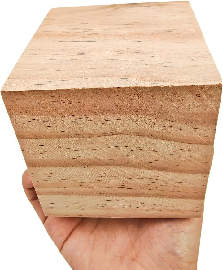 Holzwürfel, 9 cm, 4 Stück, unlackierte quadratische Holzblöcke, natürliche Holzblöcke zum Basteln, S