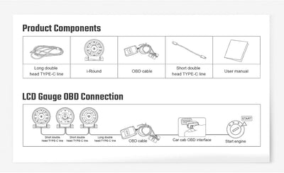 Obd2 Anzeige, Smart OBD2 Anzeige LCD Turbo Boost Wassertemperatur U/min Öltemperatur Öldruck Voltmet