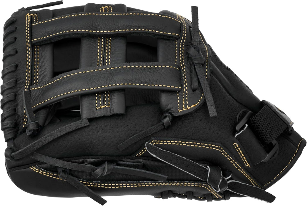 Mizuno Premier Slowpitch Softball-Handschuh-Serie Linke Hand Wurf 30,5 cm (12 Zoll) Schwarz/Gold H W