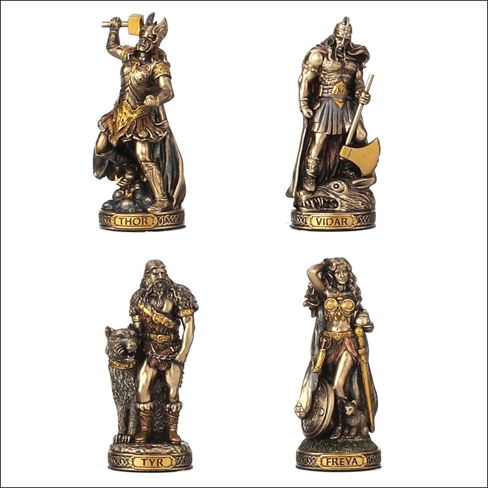 Veronese Design Nordische Götter Kunstharz-Figuren, handbemalt, bronzefarben, Bronze
