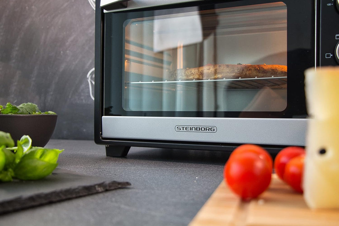 Mini Backofen 25 Liter | Pizza-Ofen | 3in1 Backofen | Minibackofen | Miniofen | Krümelblech | Ober-/