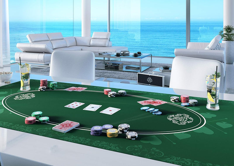 Bullets Playing Cards Designer Pokermatte grün in 180 x 90 cm für den eigenen Pokertisch - Deluxe Po