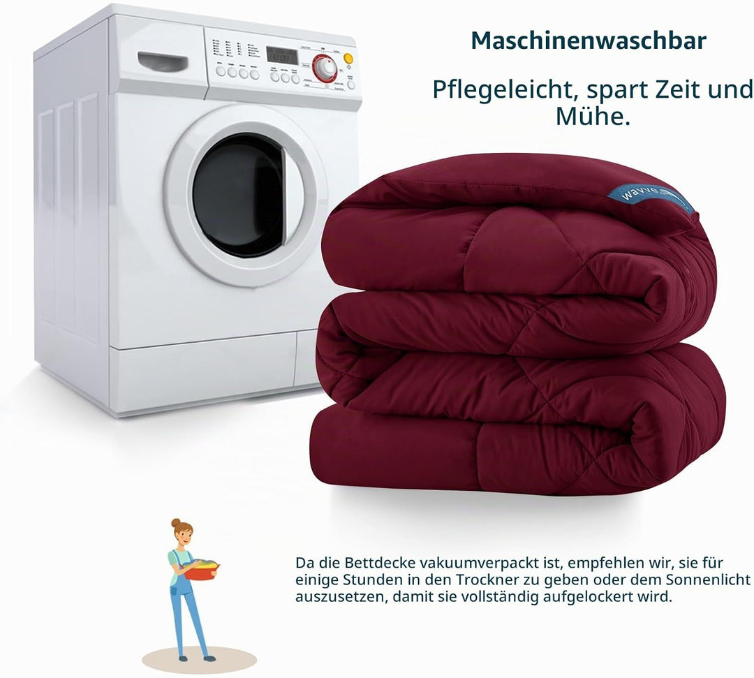 WAVVE Bettdecke 155x220 cm Ganzjahresdecke 4 Jahreszeiten, Steppdecke 300gsm Mikrofaser 155x220cm, S