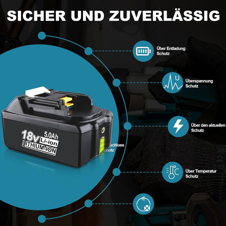 BL1860 Ersatzakku für Makita 18V Li-ion Akku Kompatibel mit Makita BL1840B BL1850B BL1860B BL1830B B